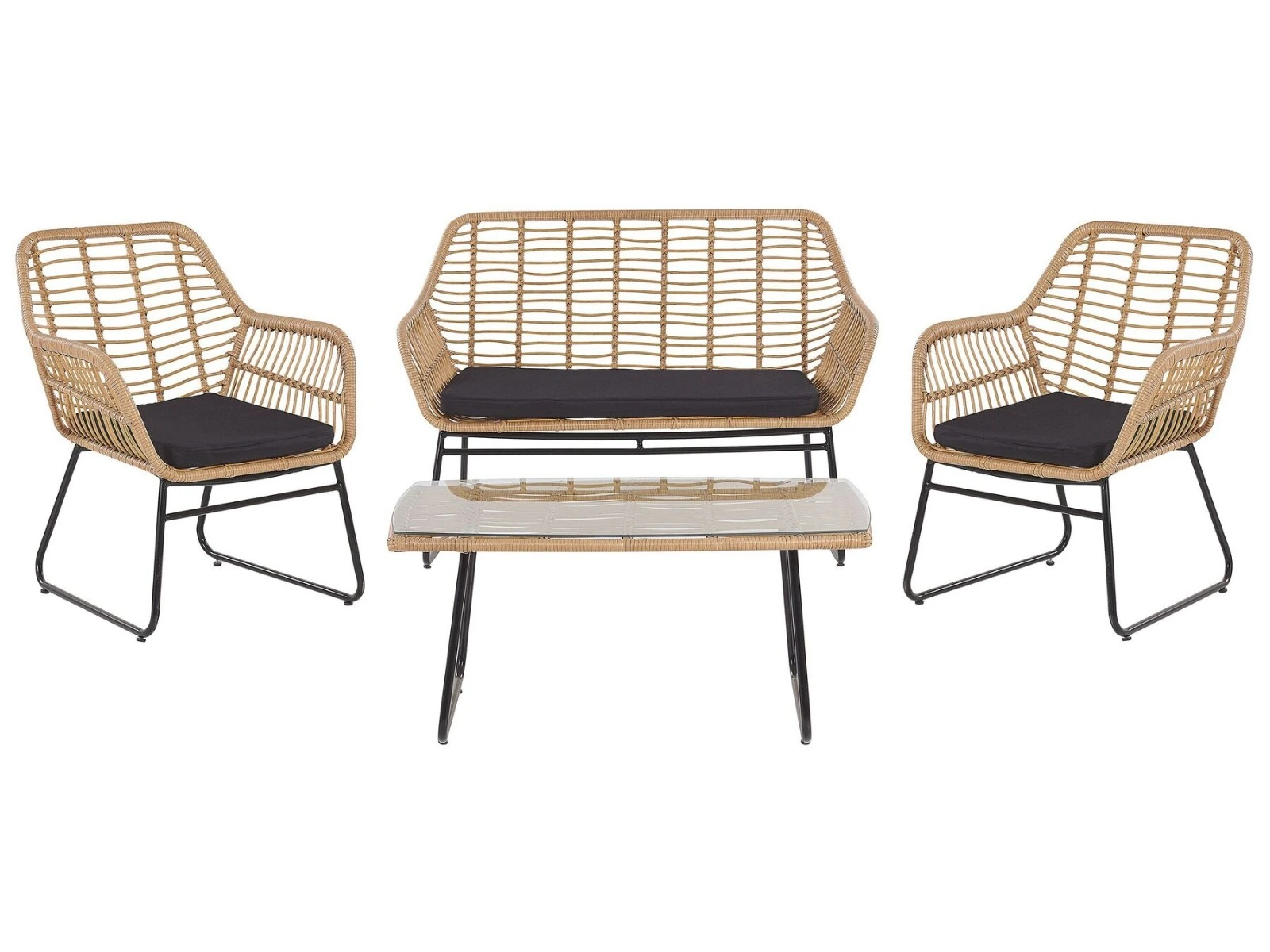 Bamboo Outdoor Furniture Set - Black And Wood Color